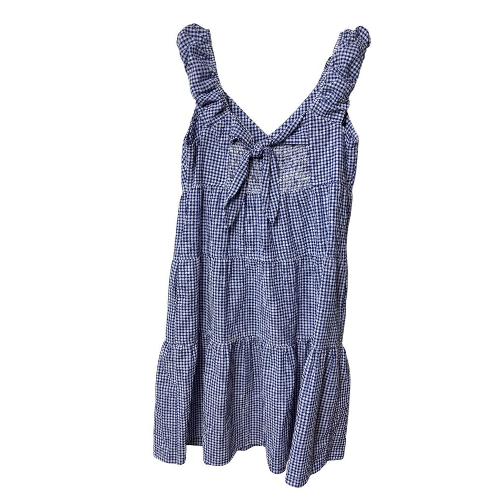 Old Navy Blue & White Gingham Tiered Sundress Size L